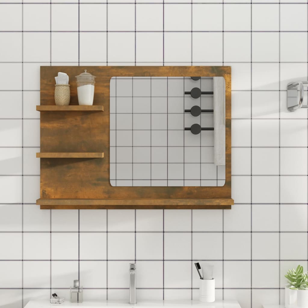 vidaXL Badkamerspiegel 60x10,5x45 cm bewerkt hout wit