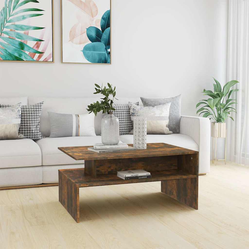vidaXL Salontafel 90x60x42,5 cm bewerkt hout wit