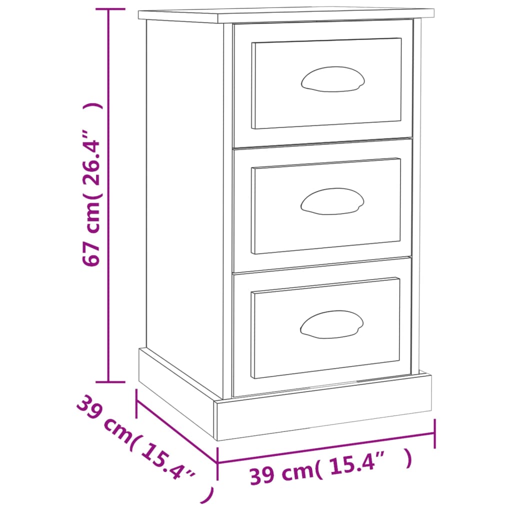 vidaXL Nightstand 39x39x67 cm engineered wood white