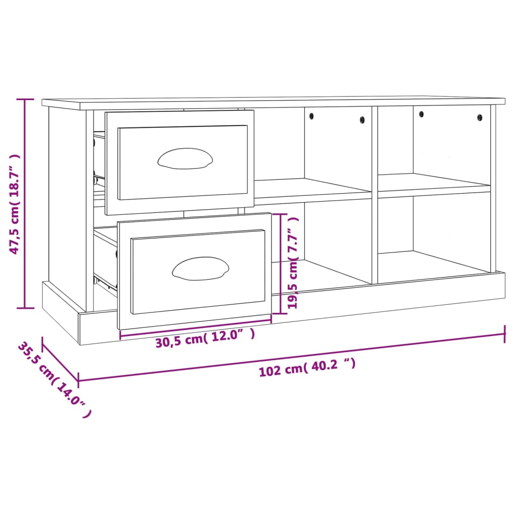 vidaXL TV cabinet 73x35.5x47.5 cm engineered wood white