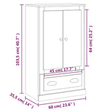 vidaXL Hoge kast 60x35,5x103,5 cm bewerkt hout wit