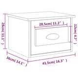 vidaXL Nachtkastje wandgemonteerd 41,5x36x28 cm wit