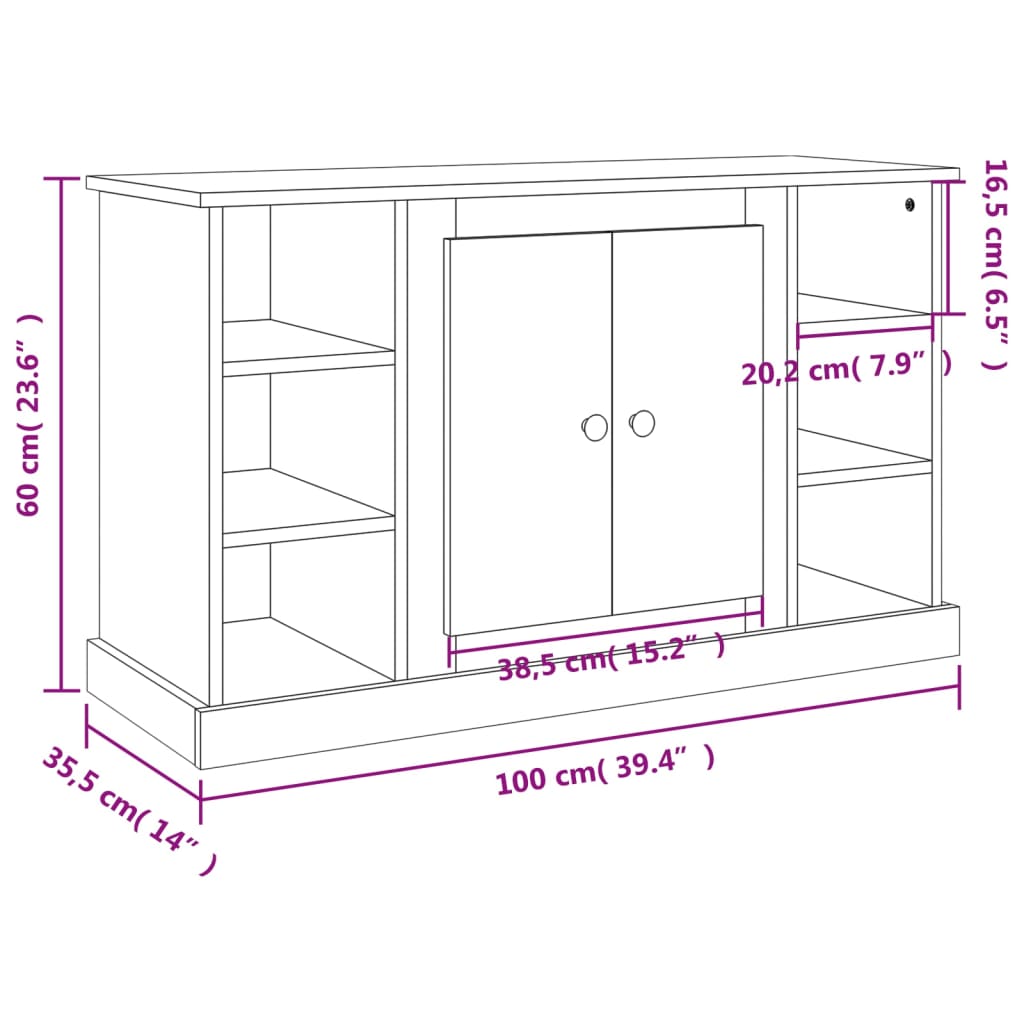 vidaXL Dressoir 100x35,5x60 cm bewerkt hout wit