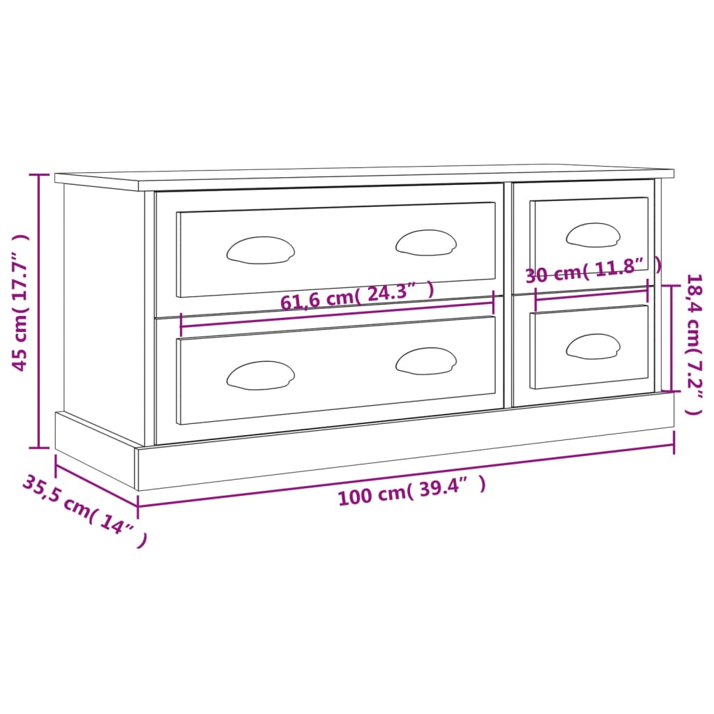 vidaXL Tv-meubel 100x35,5x45 cm bewerkt hout wit