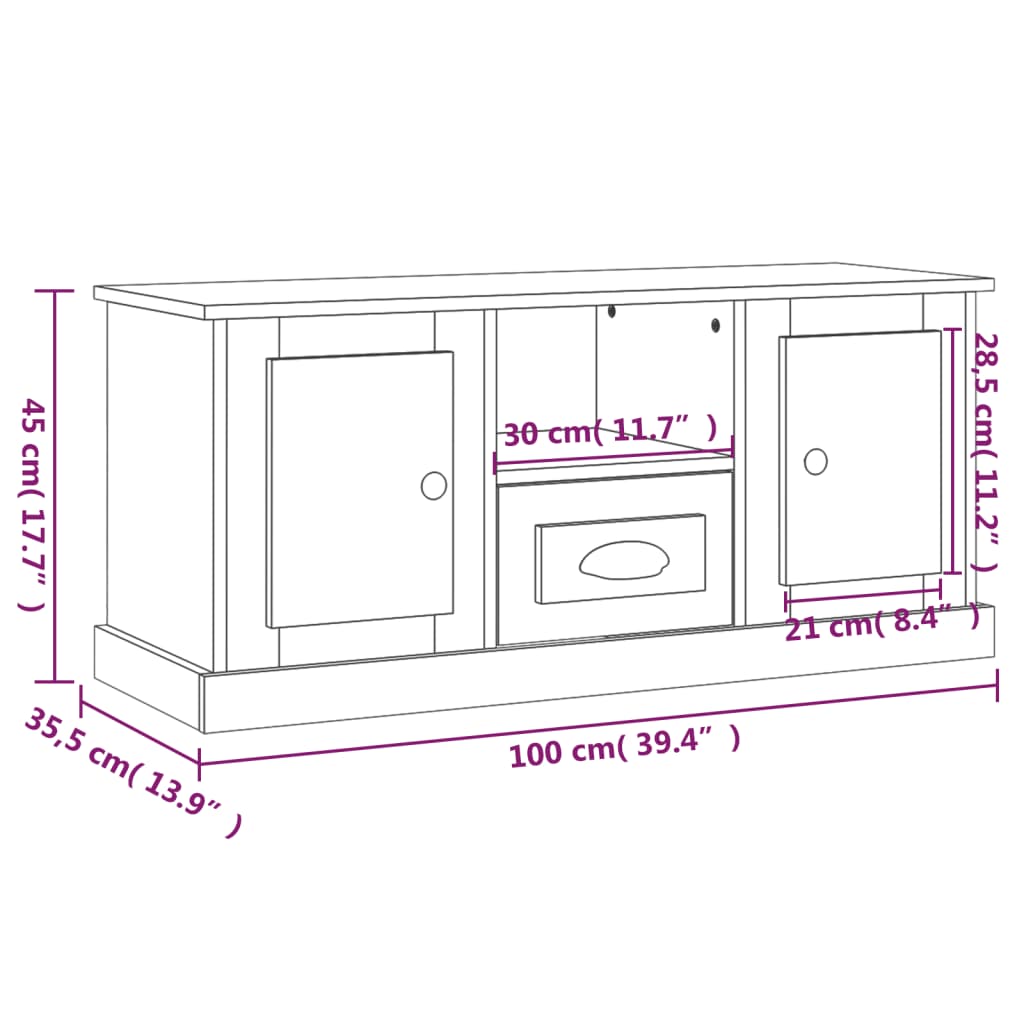 vidaXL Tv-meubel 100x35,5x45 cm bewerkt hout wit
