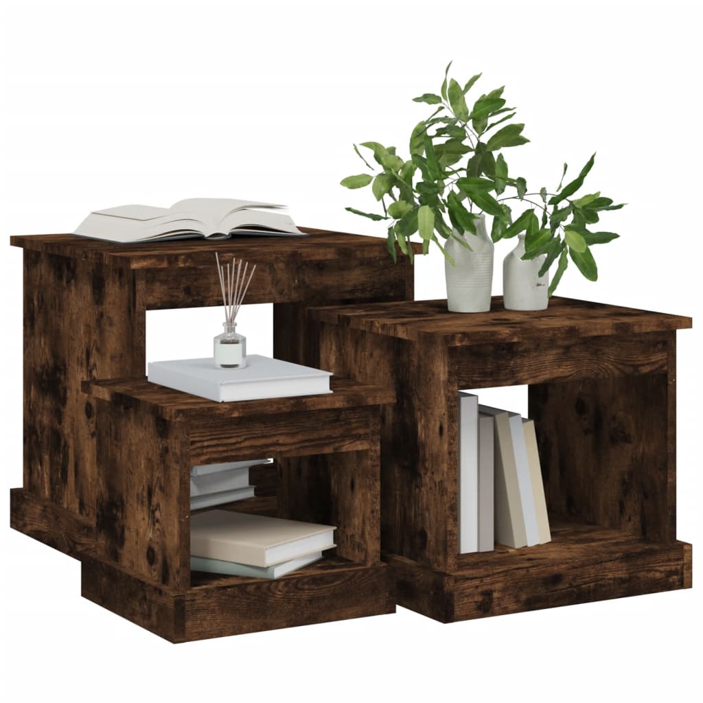 vidaXL 3-delige Salontafelset bewerkt hout wit