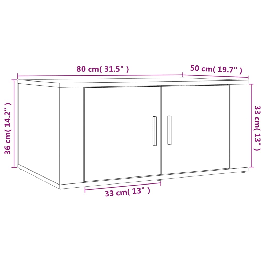 vidaXL Salontafel 80x50x36 cm bewerkt hout wit