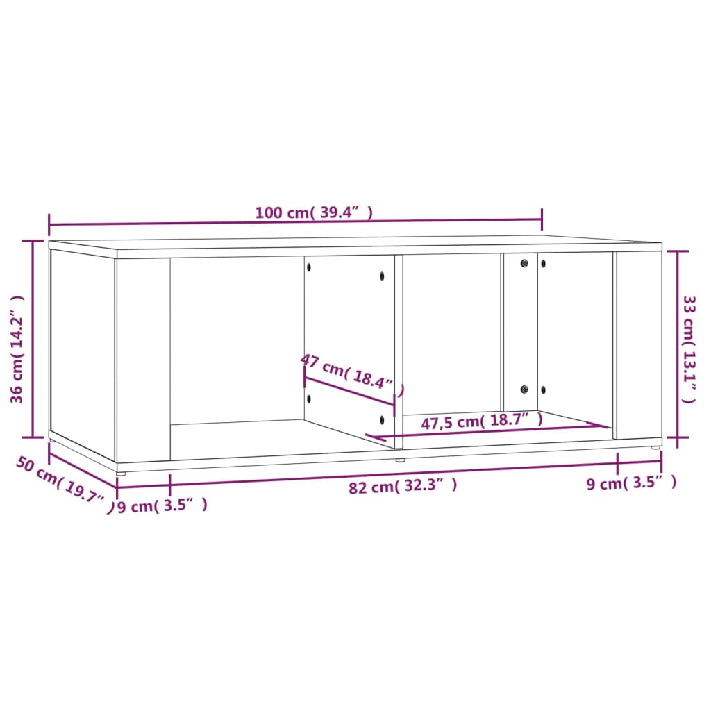 vidaXL Salontafel 100x50x36 cm bewerkt hout wit