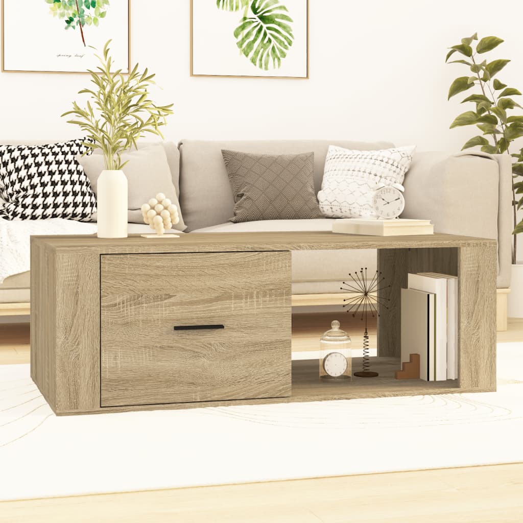 vidaXL Salontafel 100x50,5x35 cm bewerkt hout wit