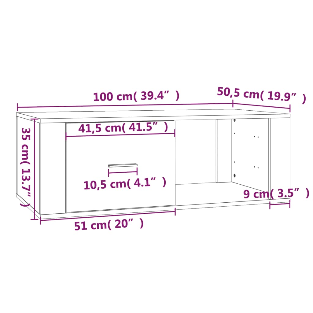vidaXL Salontafel 100x50,5x35 cm bewerkt hout wit