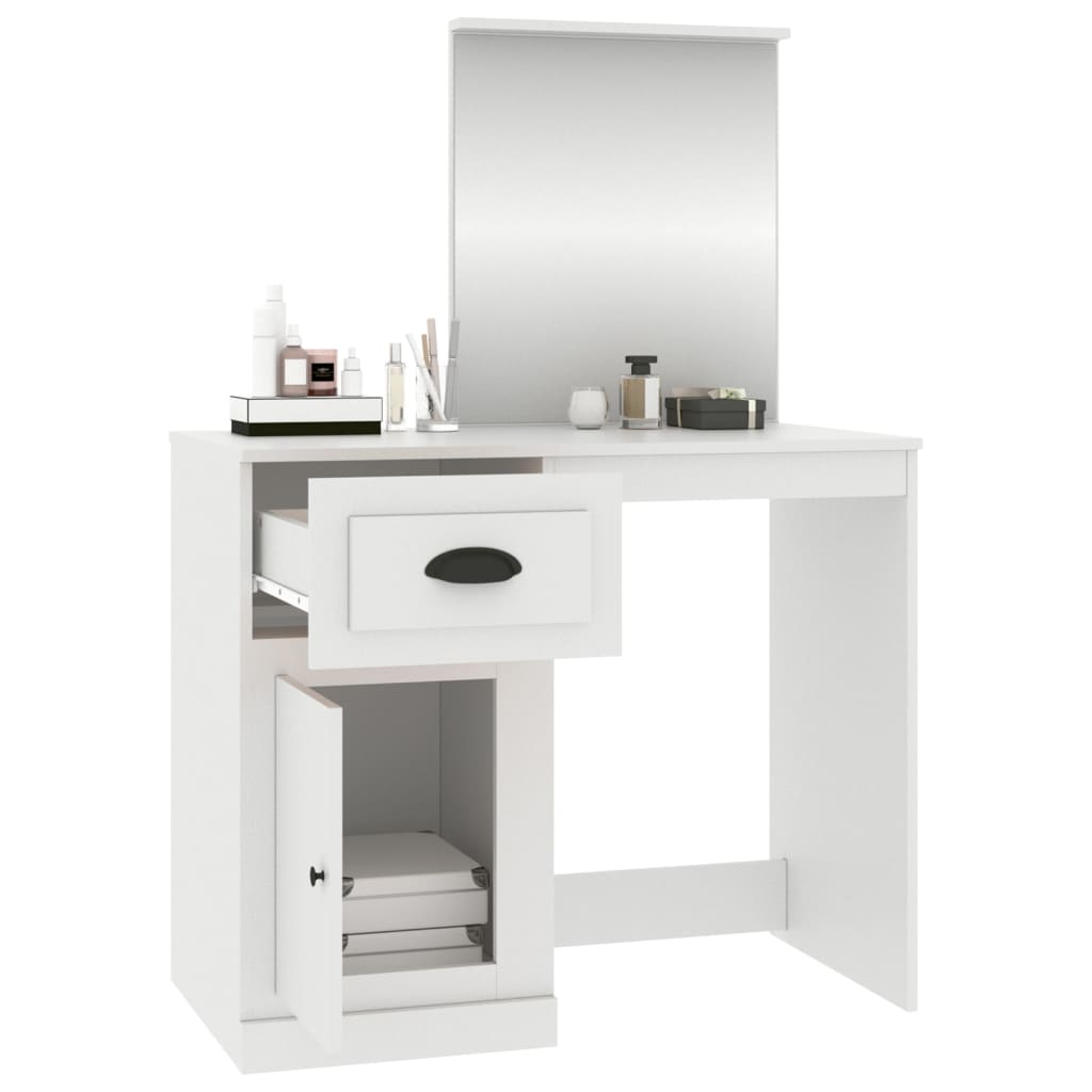 vidaXL Kaptafel met spiegel 90x50x132,5 cm bewerkt hout wit