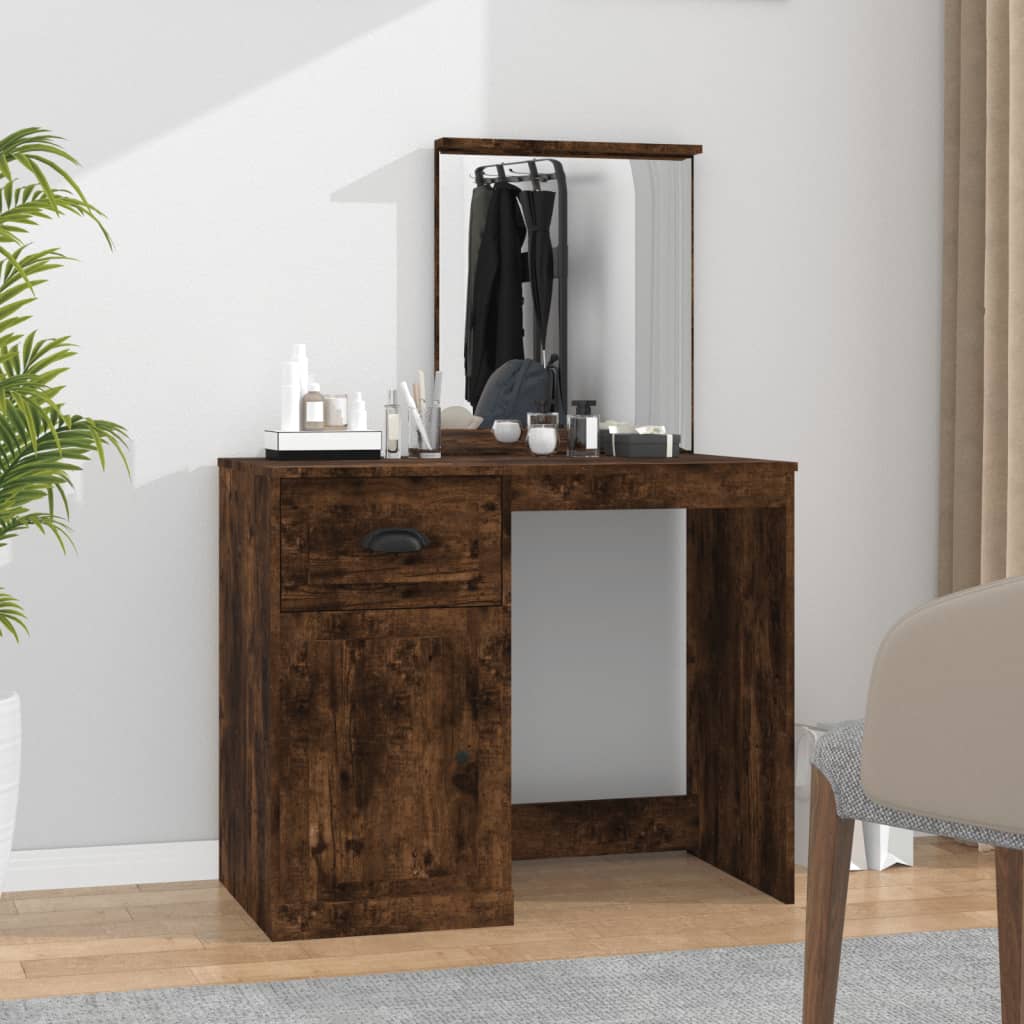 vidaXL Kaptafel met spiegel 90x50x132,5 cm bewerkt hout wit