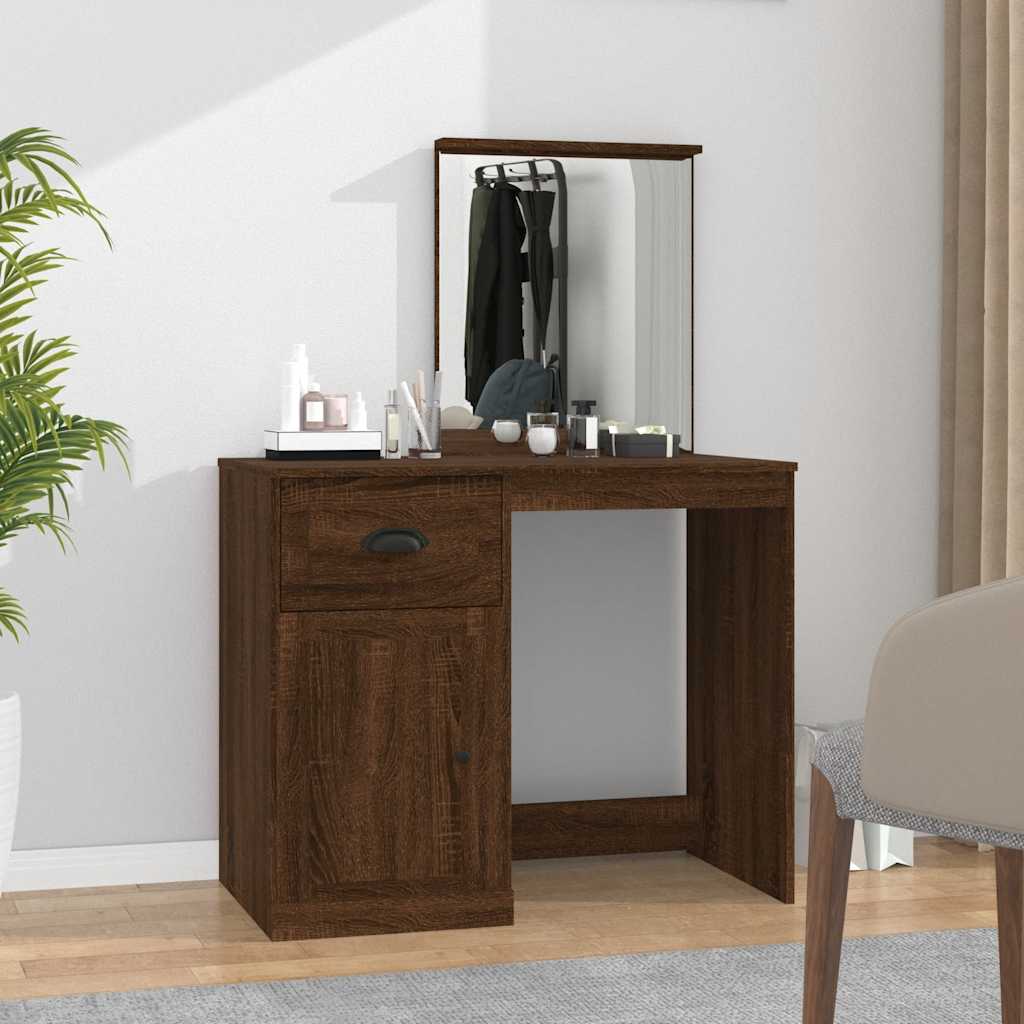 vidaXL Kaptafel met spiegel 90x50x132,5 cm bewerkt hout wit