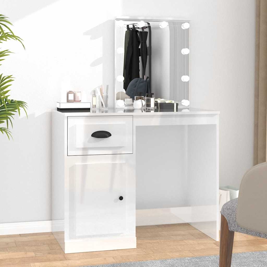 vidaXL Kaptafel met spiegel 90x50x132,5 cm bewerkt hout wit