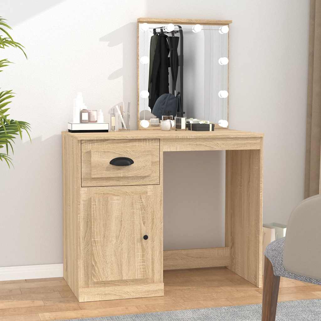 vidaXL Kaptafel met spiegel 90x50x132,5 cm bewerkt hout wit