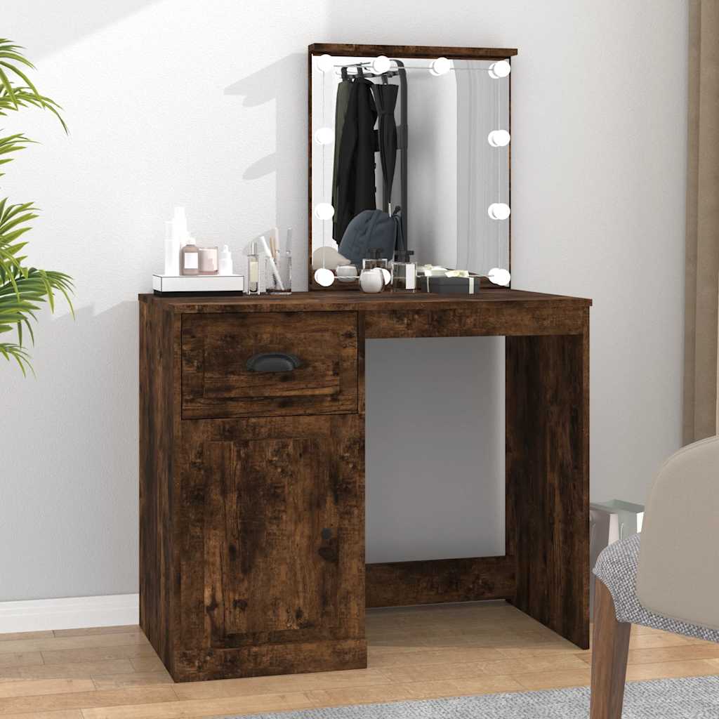 vidaXL Kaptafel met spiegel 90x50x132,5 cm bewerkt hout wit
