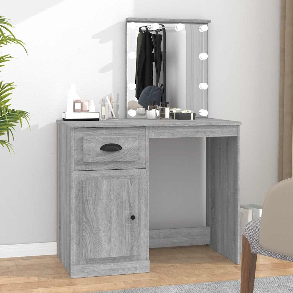 vidaXL Kaptafel met spiegel 90x50x132,5 cm bewerkt hout wit