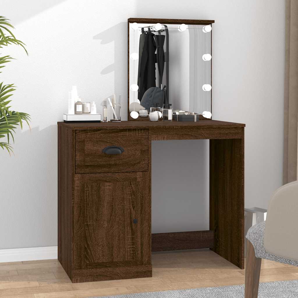 vidaXL Kaptafel met spiegel 90x50x132,5 cm bewerkt hout wit