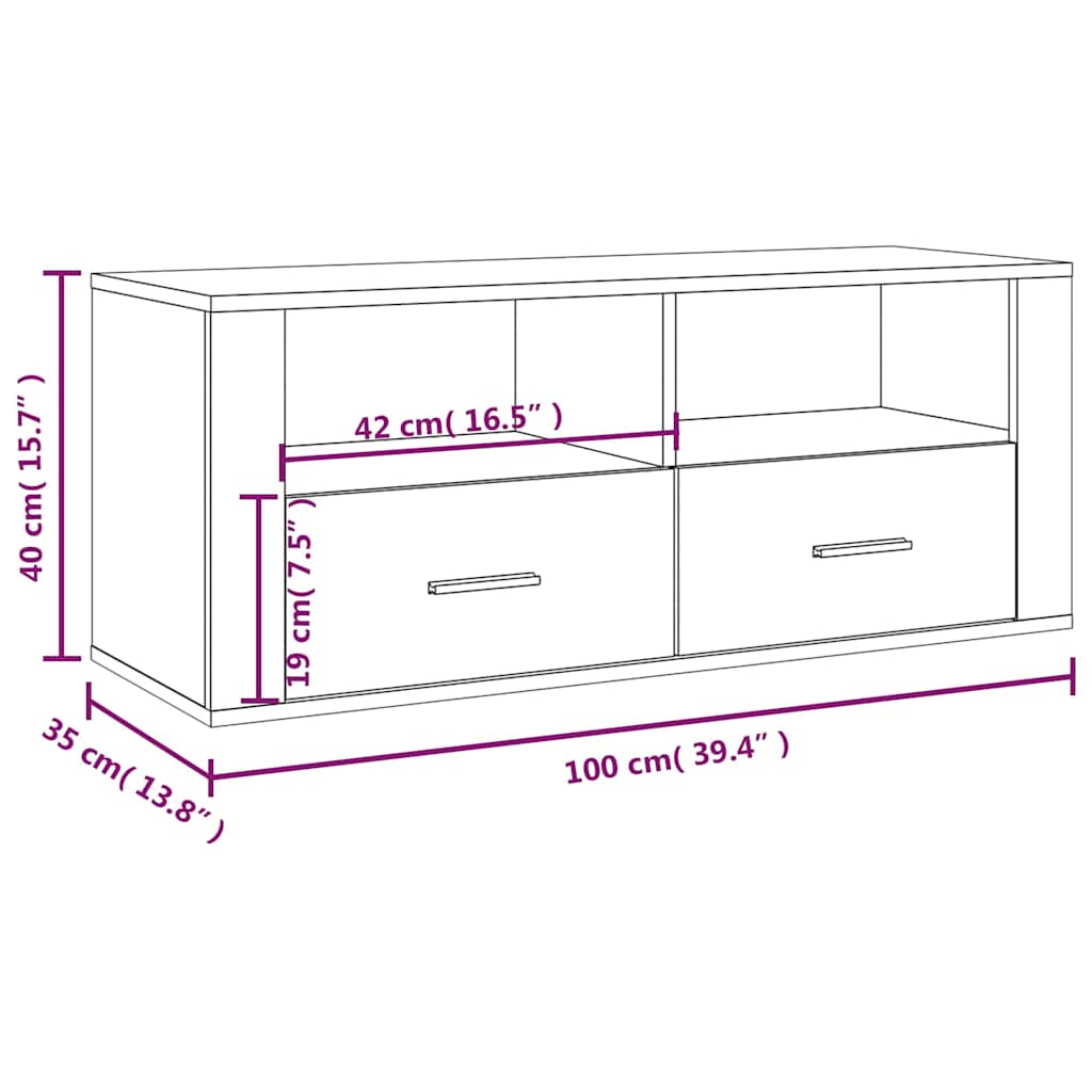 vidaXL Tv-meubel 100x35x40 cm bewerkt hout wit