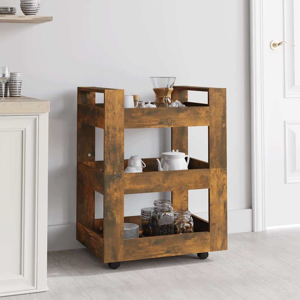vidaXL Keukentrolley 60x45x80 cm bewerkt hout wit