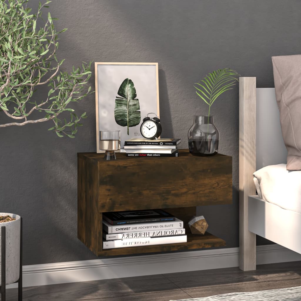 vidaXL Wall-Mounted Bedside Table White