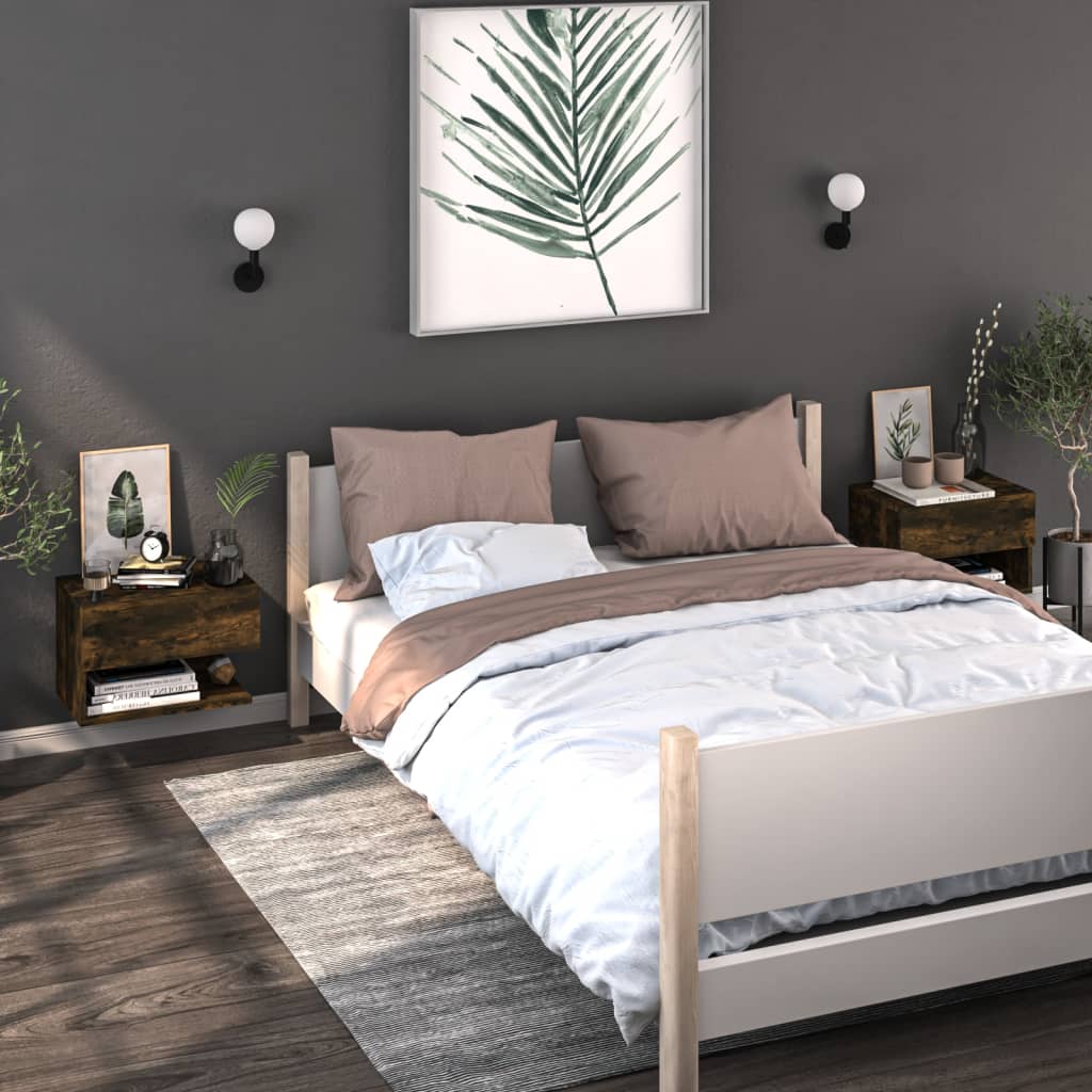 vidaXL Wall-Mounted Bedside Table White
