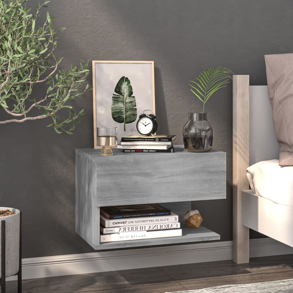 vidaXL Wall-Mounted Bedside Table White