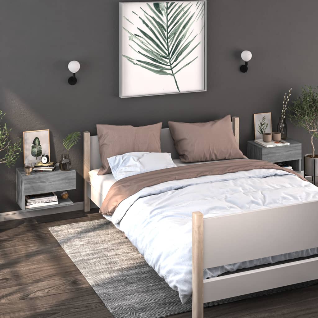 vidaXL Wall-Mounted Bedside Table White