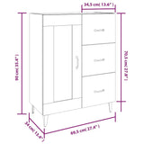 vidaXL Dressoir 69,5x34x90 cm bewerkt hout wit