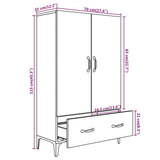 vidaXL Hoge kast 70x31x115 cm bewerkt hout wit