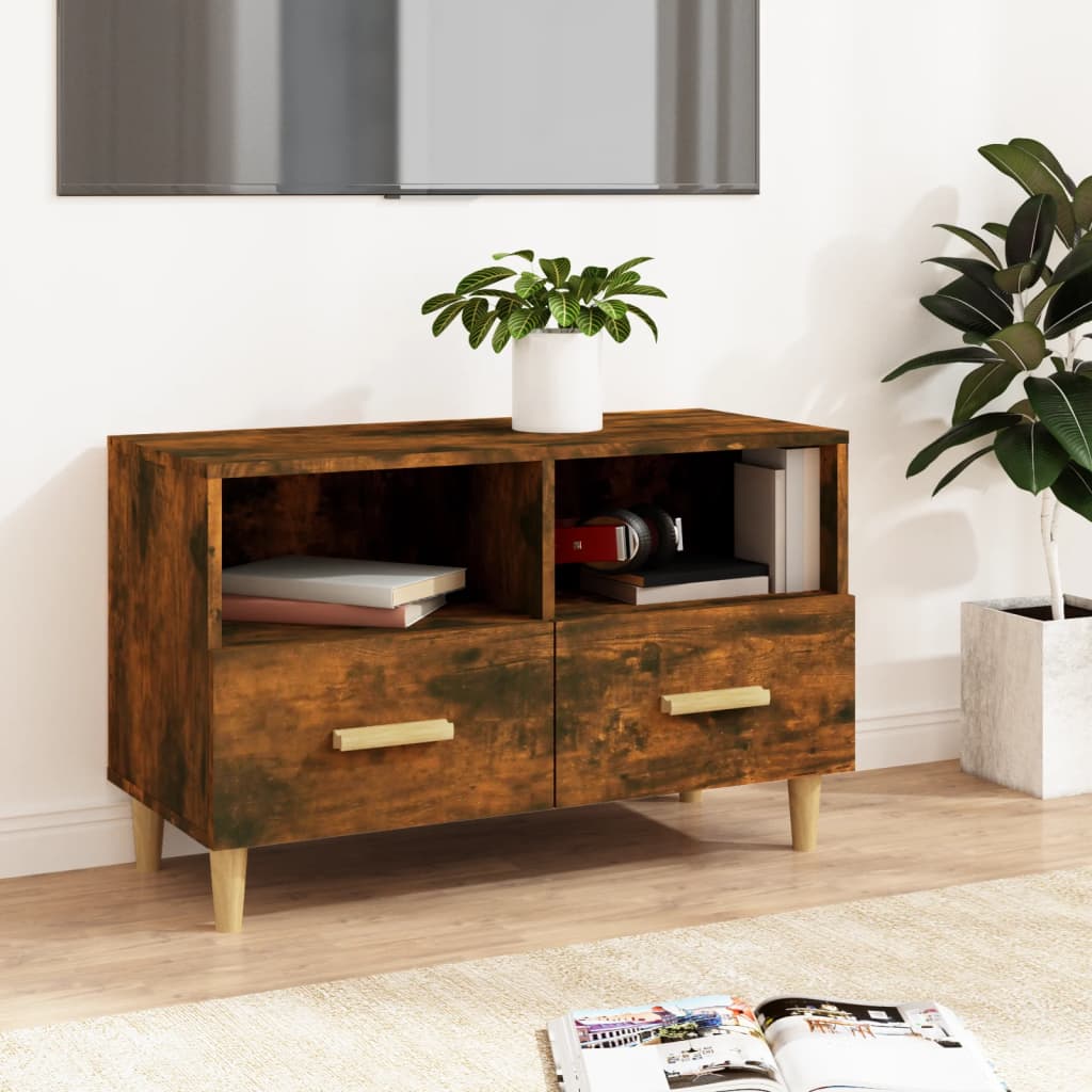 vidaXL Tv-meubel 80x36x50 cm bewerkt hout zwart