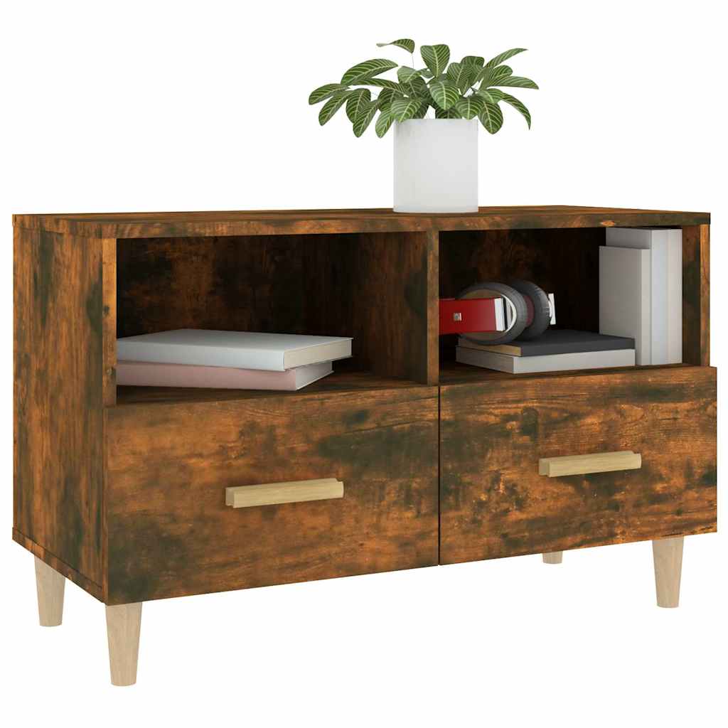 vidaXL Tv-meubel 80x36x50 cm bewerkt hout zwart