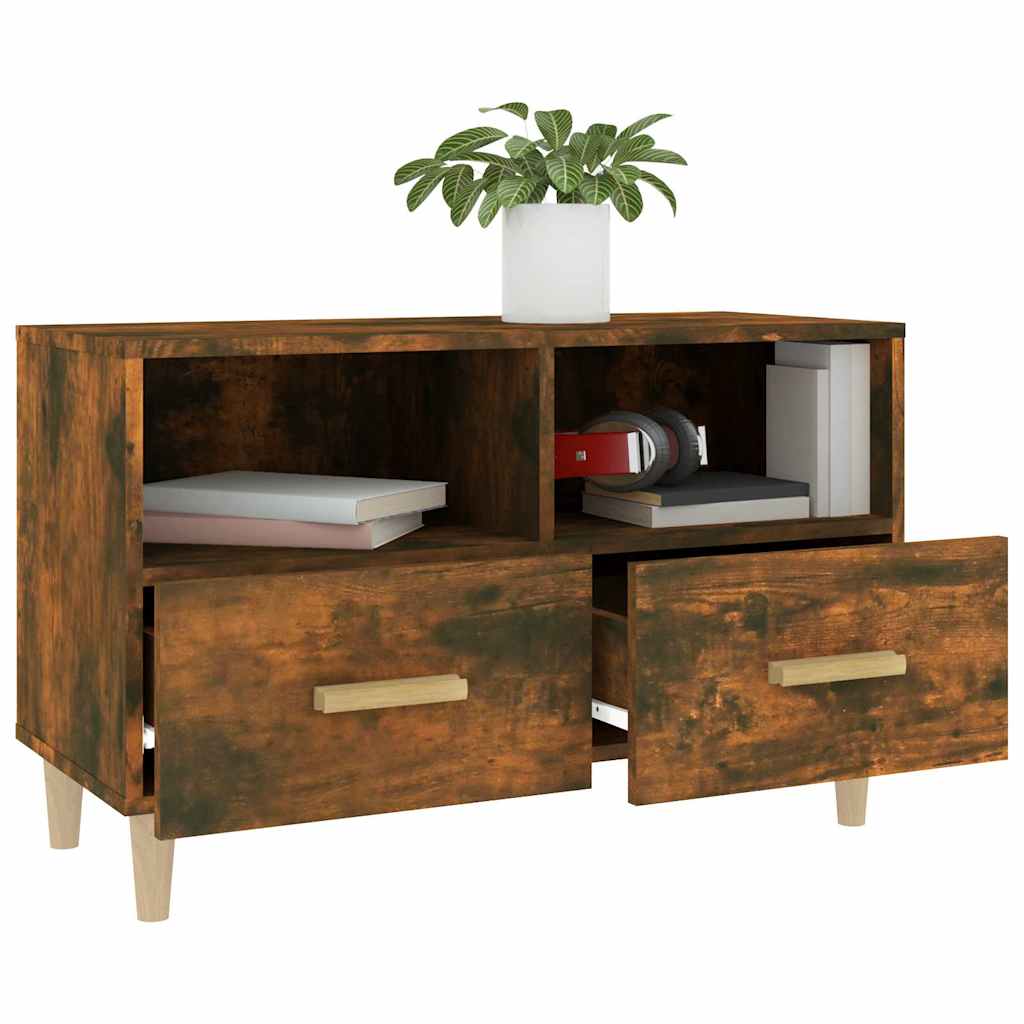 vidaXL Tv-meubel 80x36x50 cm bewerkt hout zwart