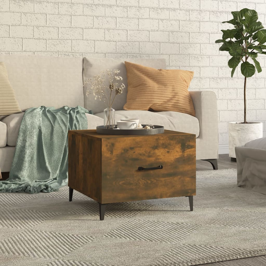 vidaXL Coffee Table with Metal Legs 50x50x40 cm White