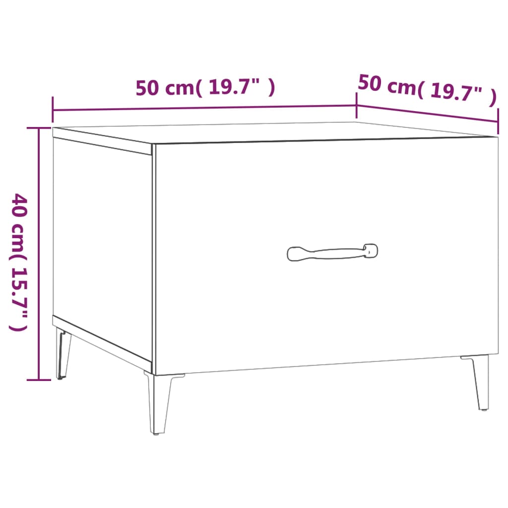 vidaXL Coffee Table with Metal Legs 50x50x40 cm White