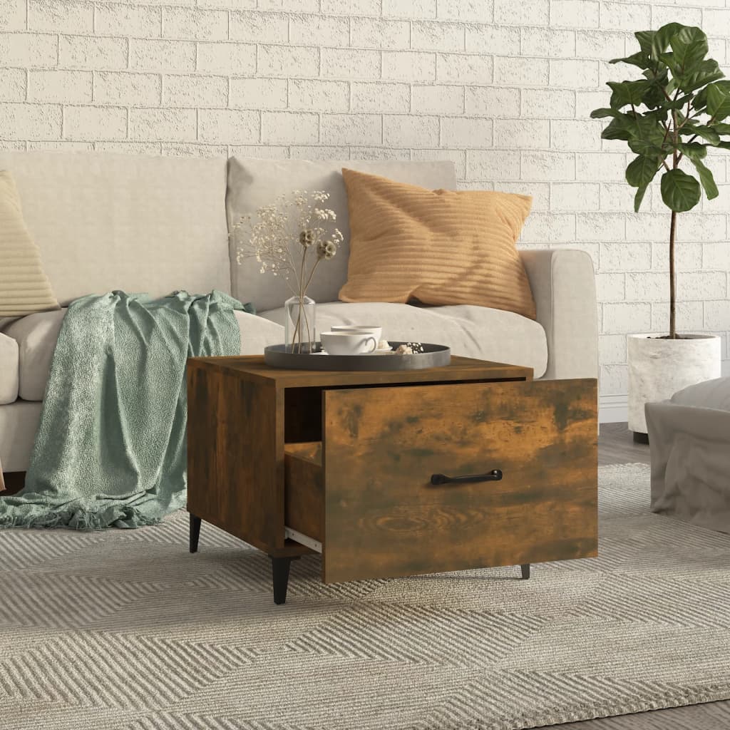 vidaXL Coffee Table with Metal Legs 50x50x40 cm White