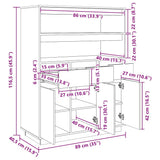vidaXL Highboard 89x40x116.5 cm solid pine wood