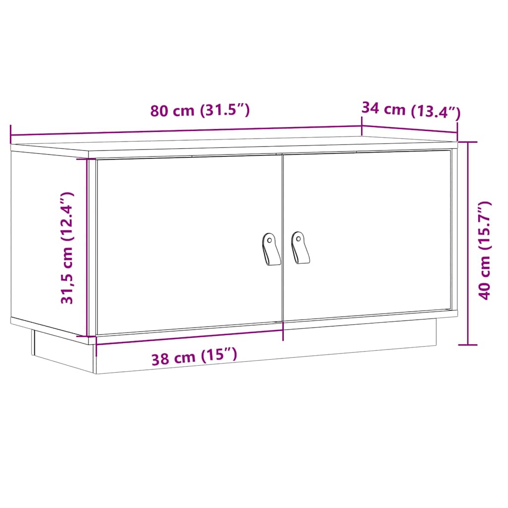 vidaXL Tv-meubel 80x34x40 cm massief grenenhout