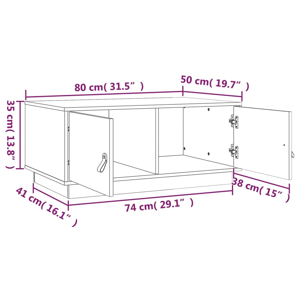 vidaXL Coffee Table 80x50x35 cm Solid Pinewood