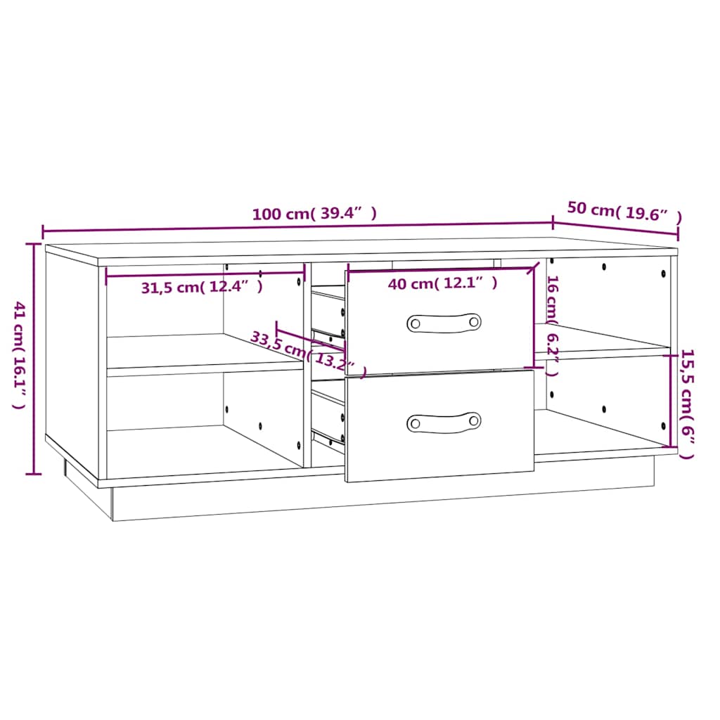 vidaXL Salontafel 100x50x41 cm massief grenenhout