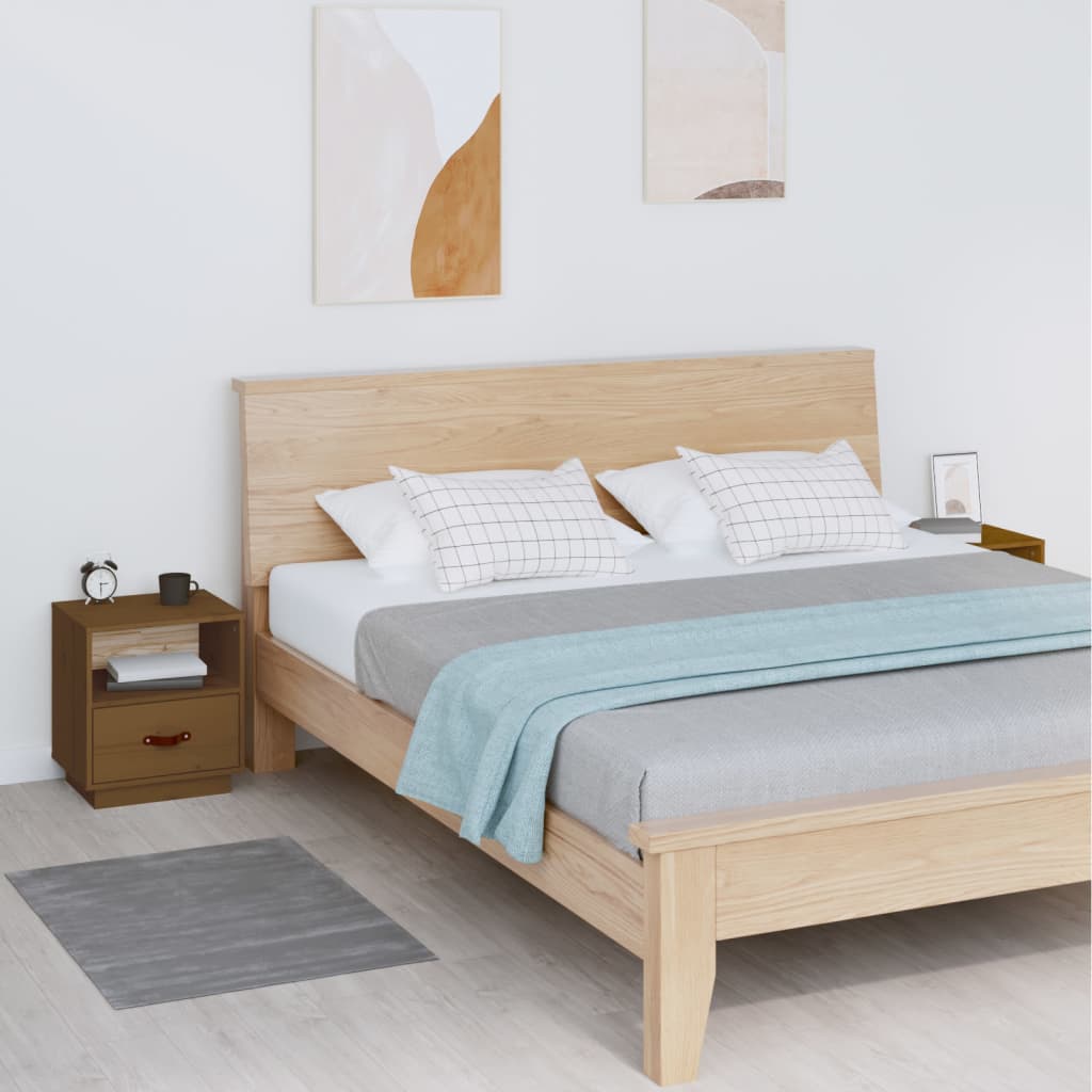 vidaXL Nachtkastje 40x34x45 cm massief grenenhout wit