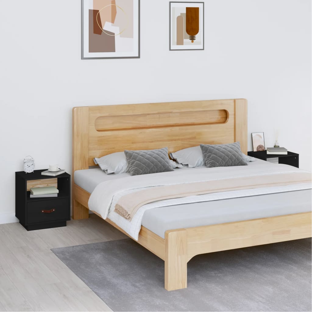 vidaXL Nachtkastje 40x34x45 cm massief grenenhout wit