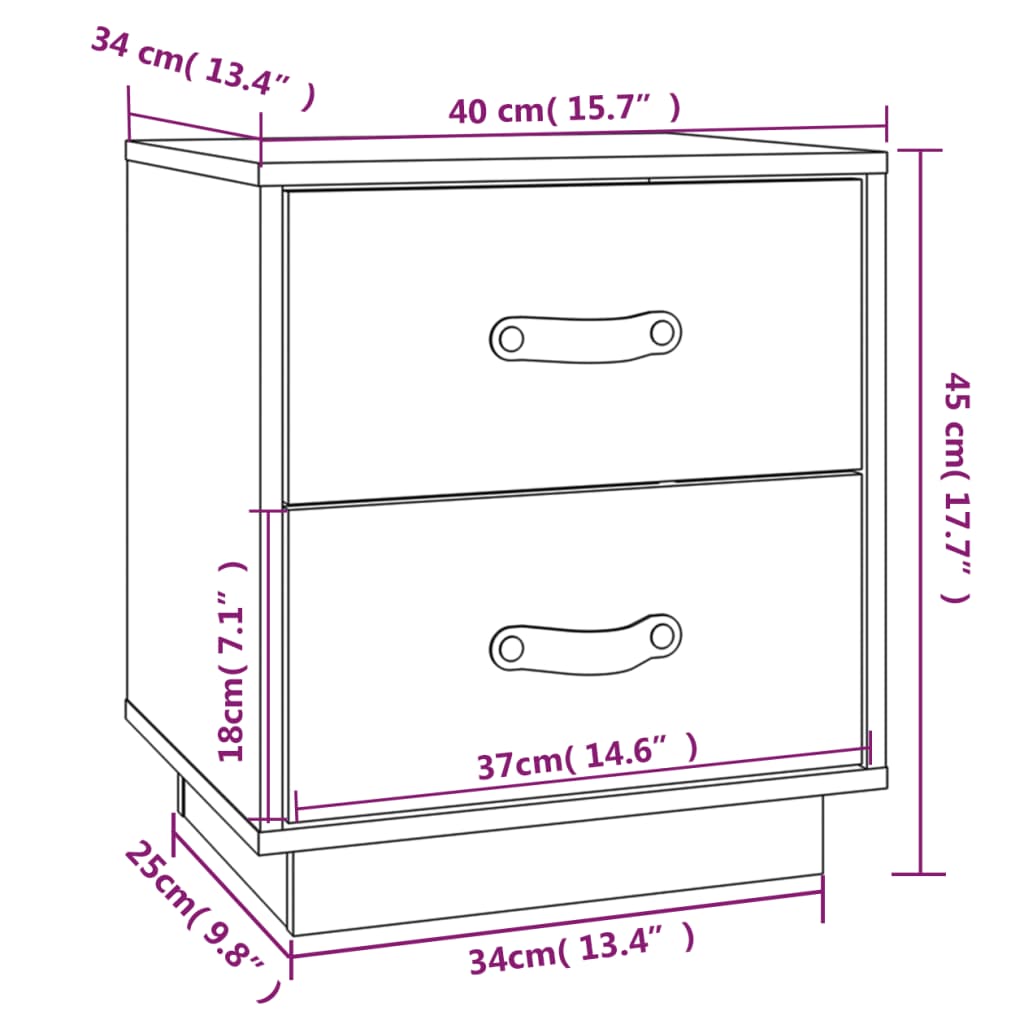  vidaXL Nachtkastjes 2 st 40x34x45 cm massief grenenhout