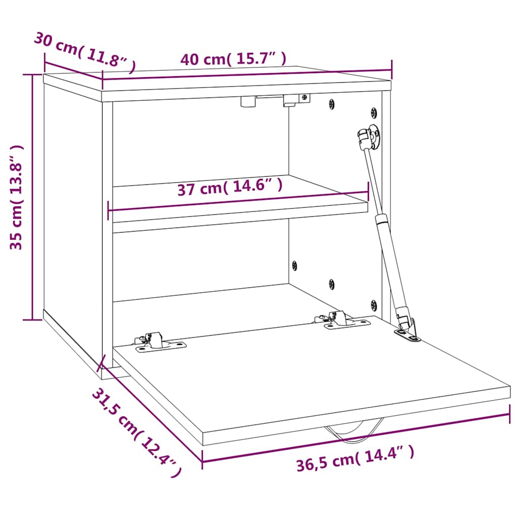 vidaXL Wandkast 40x30x35 cm massief grenenhout