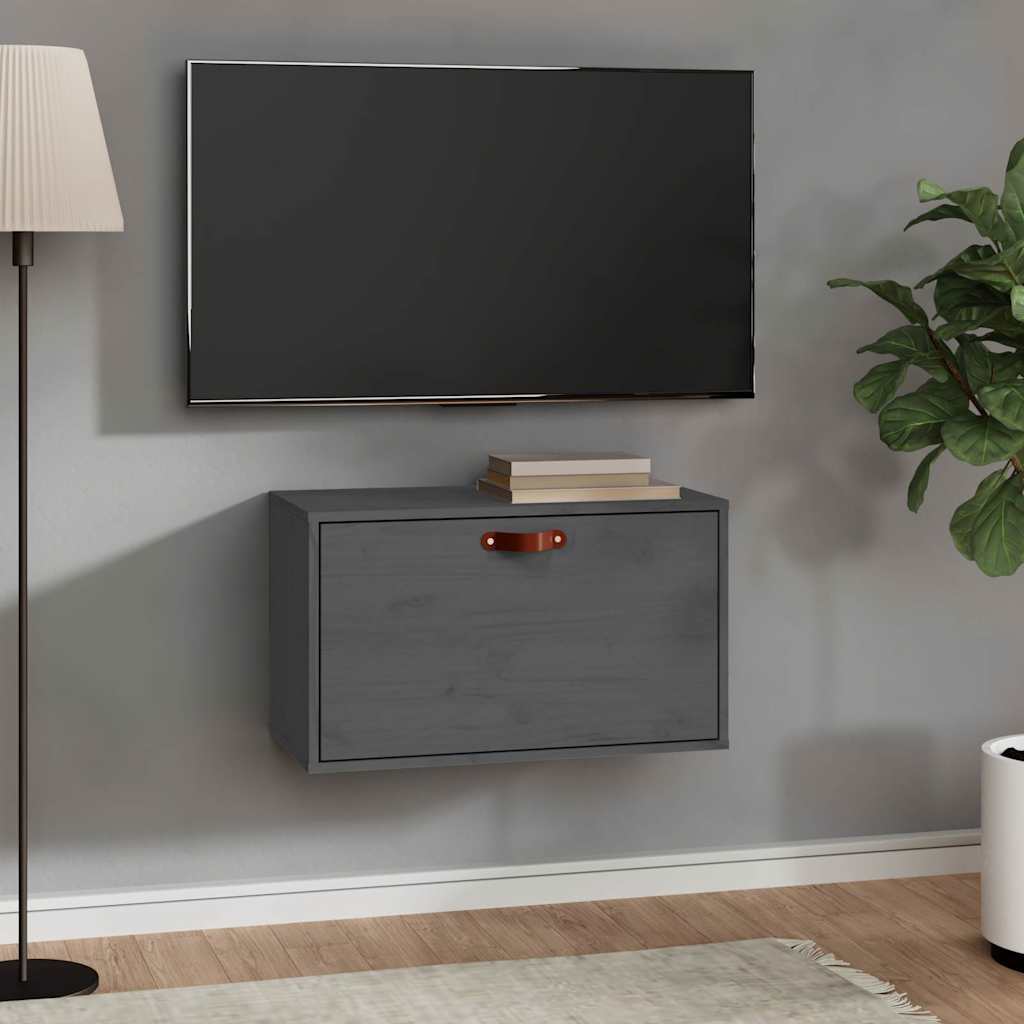 vidaXL Wandkast 60x30x35 cm massief grenenhout grijs
