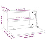 vidaXL Wandkast 60x30x35 cm massief grenenhout grijs