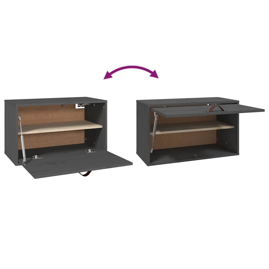 vidaXL Wandkast 60x30x35 cm massief grenenhout grijs