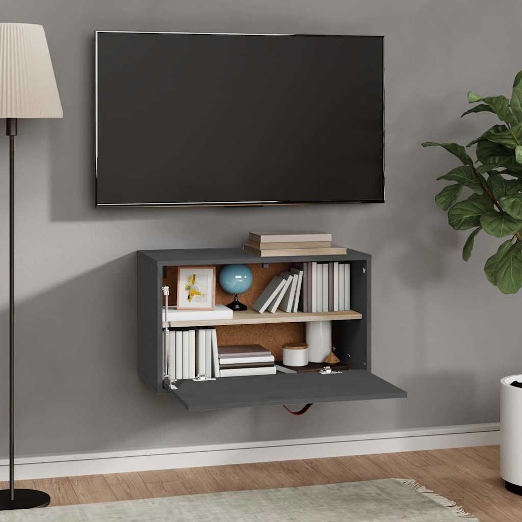 vidaXL Wandkast 60x30x35 cm massief grenenhout grijs