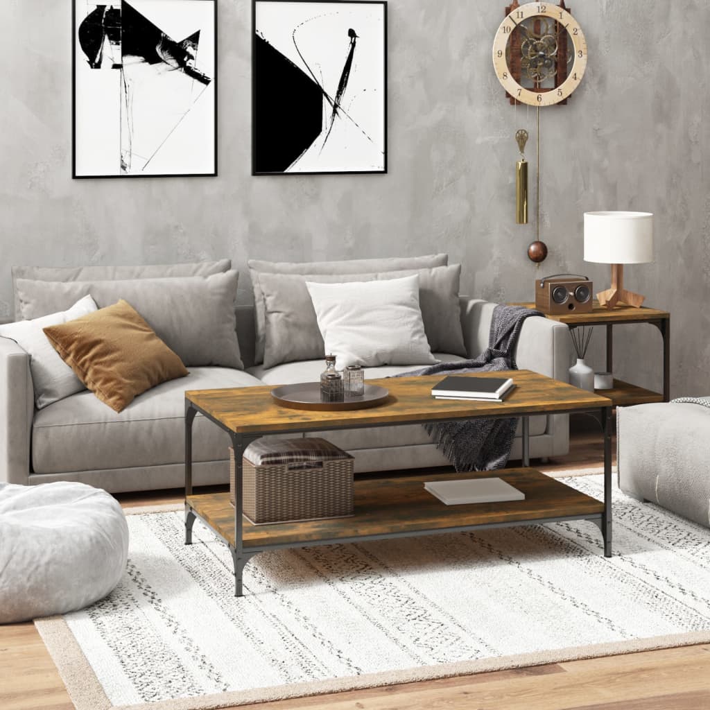 vidaXL Salontafel 100x50x40 cm bewerkt hout zwart eikenkleurig