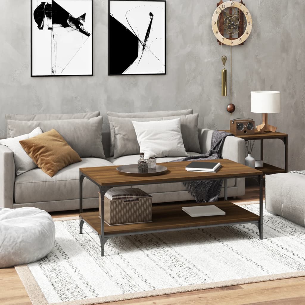 vidaXL Salontafel 100x50x40 cm bewerkt hout zwart eikenkleurig